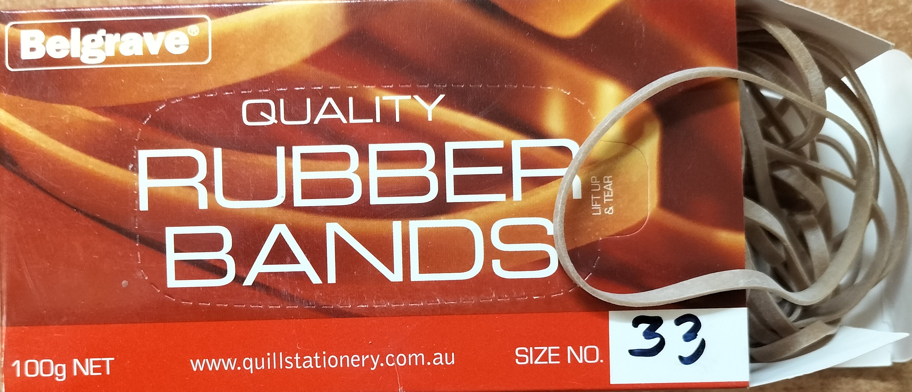 Rubber Bands #33 87 x 3mm 100gm Box